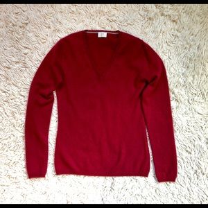 100% Cashmere V Neck Sweater with Elbow Patches
